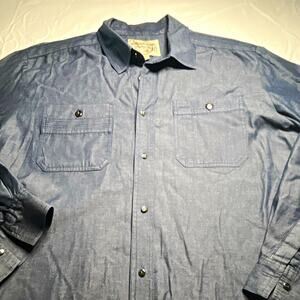 Gold Label Men's 2XL Blue Solid Chambray Cotton Button-Up Long Sleeve (108)